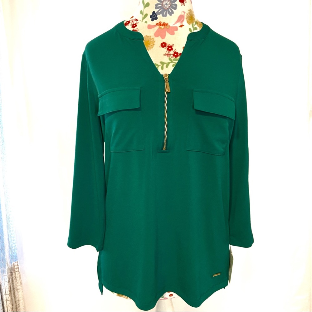 Ellen Tracy Front Zip Blouse
